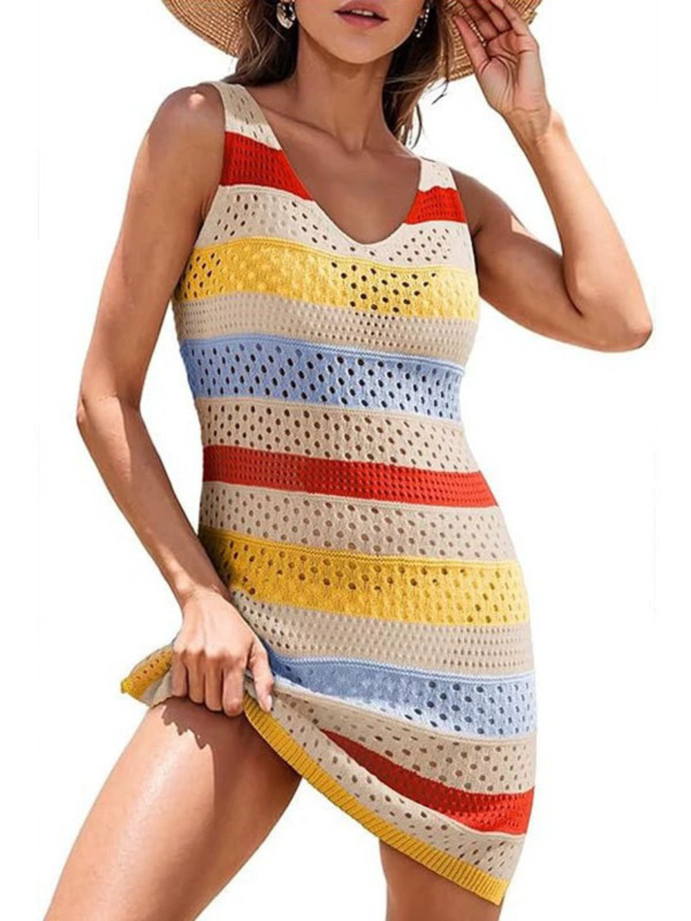 ZARA Colorful Striped Beach Dress Cover Up for Bikini Women